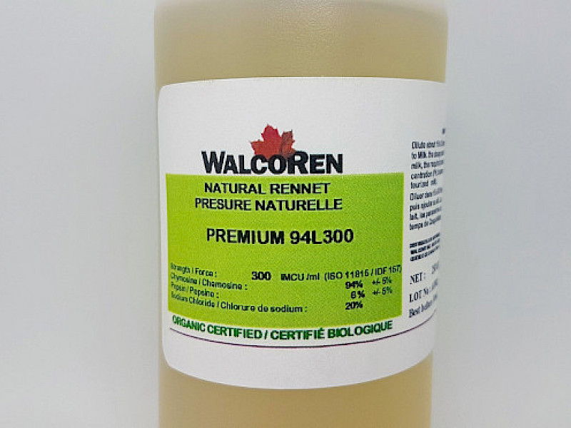 Bouteille de 60ml de présure liquide naturelle, sans OGM et biologique. Coagulant pour le lait.
