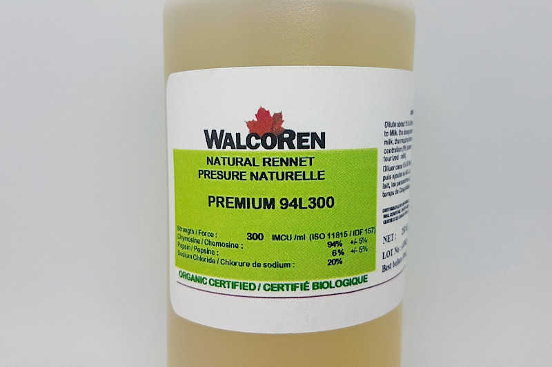 Bouteille de 1L de présure liquide naturelle, sans OGM et biologique. Coagulant pour le lait.